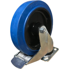 Roue bleu 8" pivotante avec support 4 1/2" et frein