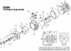 Tête seule pompe vacuum 202MAFTS 60CFM 1140RPM "FLOOD" CCW 4 VANE 2021-002 (Pièces) - Airablo