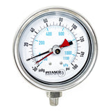 4" Dial Contractor test gauge 30hg to 160psi lower mount stainless